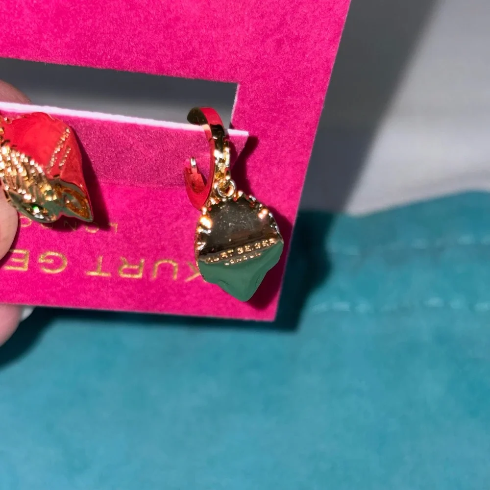 Kurt Geiger Eagle Head Huggie Hoop Earrings OS Gold NEW Crystal Pavé Drop
